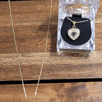 Ss: Napier Jade Necklace and Cubic Zirconia Heart Necklace