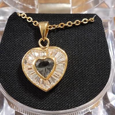 Ss: Napier Jade Necklace and Cubic Zirconia Heart Necklace