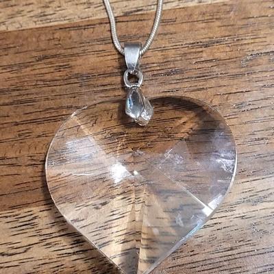 Zz: Large Glass Heart Necklace and Round Keepsake Box Necklace
