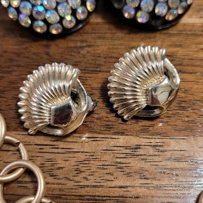 Iii: Clip On Earrings and Gold Tone Necklace