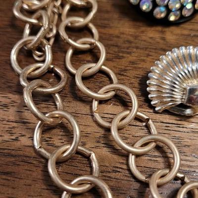 Iii: Clip On Earrings and Gold Tone Necklace