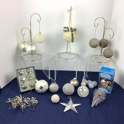 116 Silver & White Christmas Ornament Lot