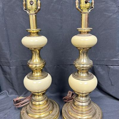 Vintage Midcentury French Provincial Regency Table Lamps No Shades