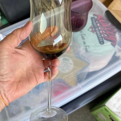 3 delicate colored wine glasses