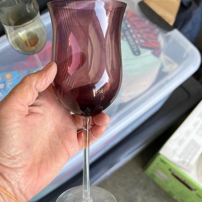 3 delicate colored wine glasses