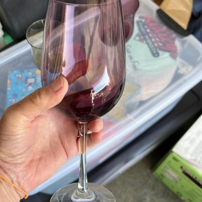 3 delicate colored wine glasses