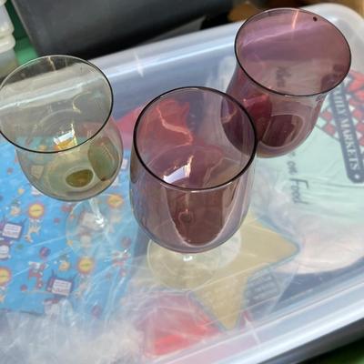 3 delicate colored wine glasses