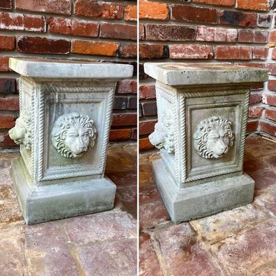 Pair (2) ~ Solid Cement Lion Pedestals