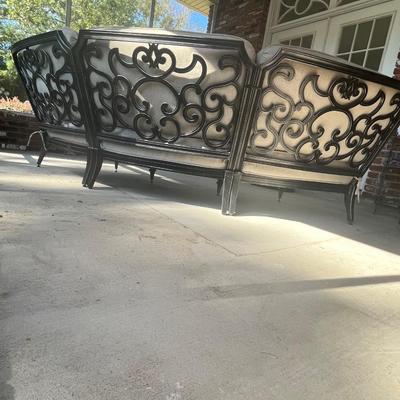 A.R..T. FURNITURE ~ Outdoor Curved Black Metal Sectional ~ With Matching Ottoman