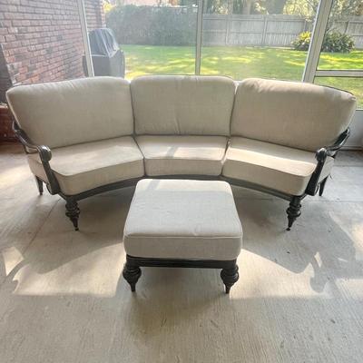 A.R..T. FURNITURE ~ Outdoor Curved Black Metal Sectional ~ With Matching Ottoman