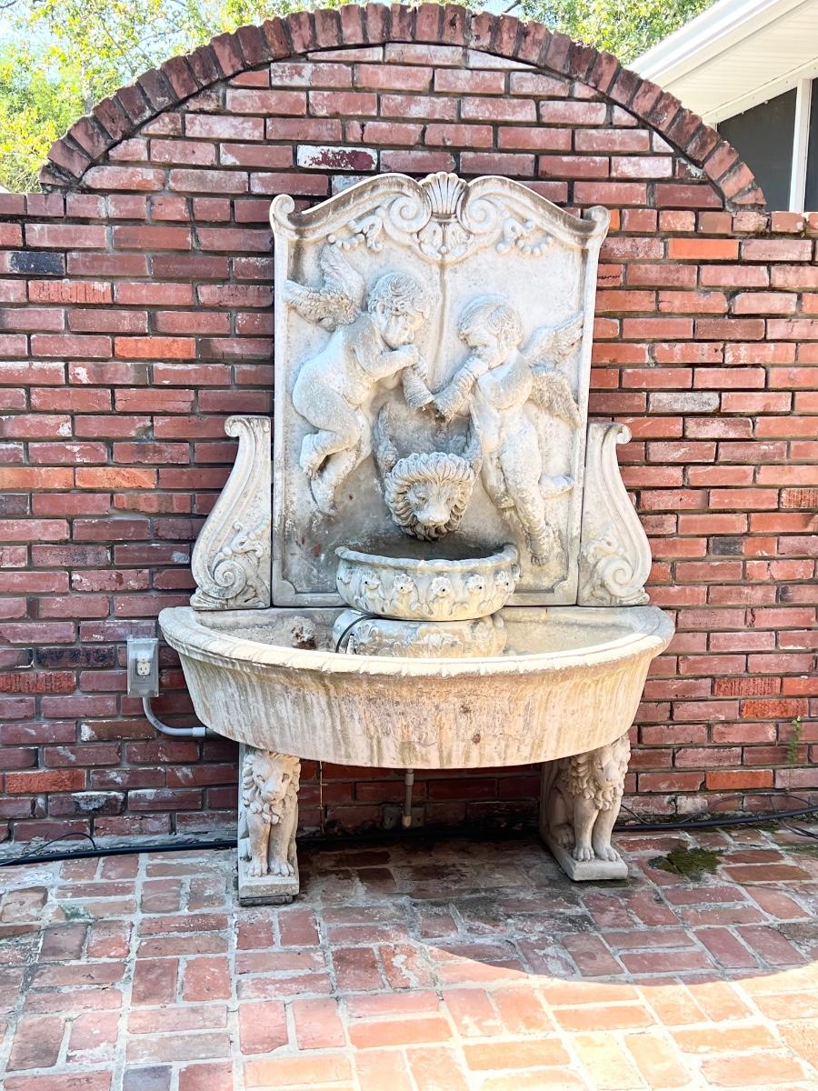 Huge Cement Cherub Wall Fountain / Planter *Read Details