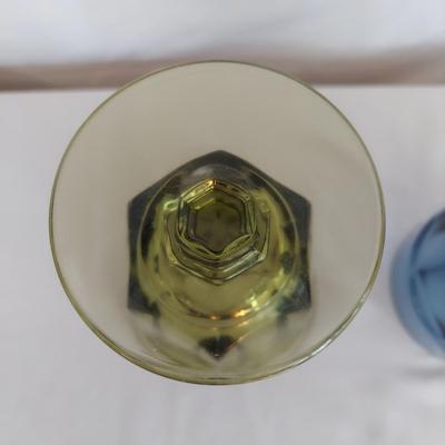 Blue and Green Colored Glass Water Goblets (K-BBL)