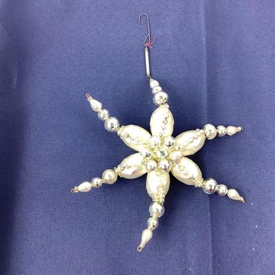 122 Faux Pearl & SIlver Beaded Snowflake Ornament