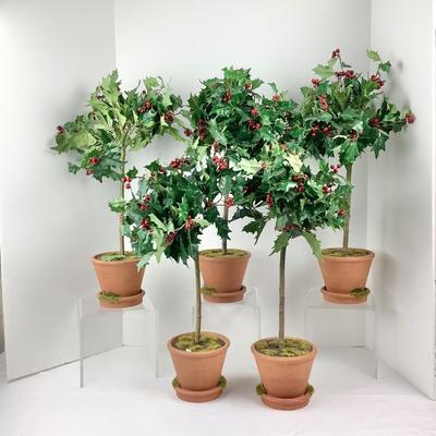 126 Topiary Faux Holly Trees x 5