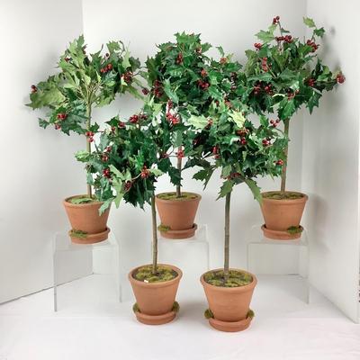 126 Topiary Faux Holly Trees x 5