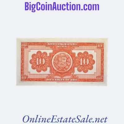 1953 PERU 10 SOLES DE ORO