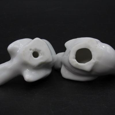 Pair of Small White Ceramic Trinket Bird Cottagecore Figurines