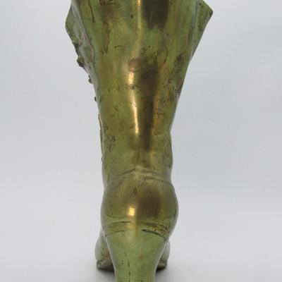 Vintage Brass Victorian Style Boot Art Deco Flower Planter Vase Figurine