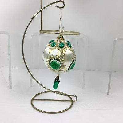 132 Vintage Green Satin Handcrafted Beaded Ornaments