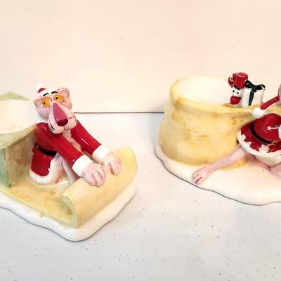 Lot #250  Lot of 2 Collectible Pink Panther Christmas Ornaments
