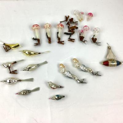 150 Antique Glass Clip On Ornaments Mushrooms Mermaids Zephyr