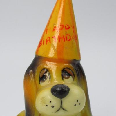 Unused Vintage Cute Sitting Dog Happy Birthday Birthday Cake Topper Candle