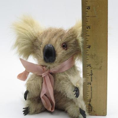 Vintage Plush Koala Figurine with Real Koala Fur Collectible Figurine