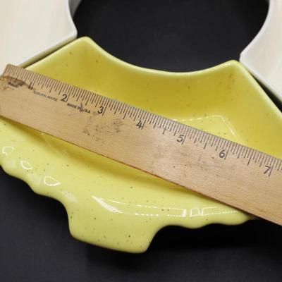 Vintage Hoenig of California Pottery Ceramic Round Yellow & White Nut Dishes