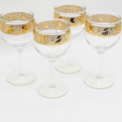 CULVER ~ Vtg. Gold Rimmed Wine Cocktail Glasses ~ Set Of Four (4)