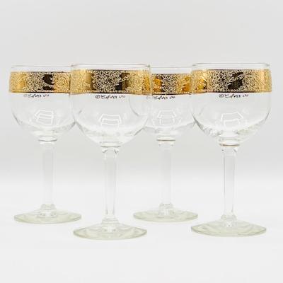 CULVER ~ Vtg. Gold Rimmed Wine Cocktail Glasses ~ Set Of Four (4)