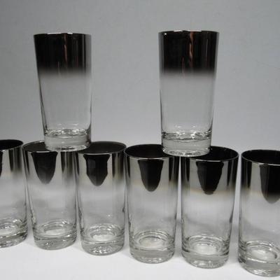 Lot of Vintage Dorothy Thorpe Black Fade High Ball MCM Style Barware Drinking Glasses