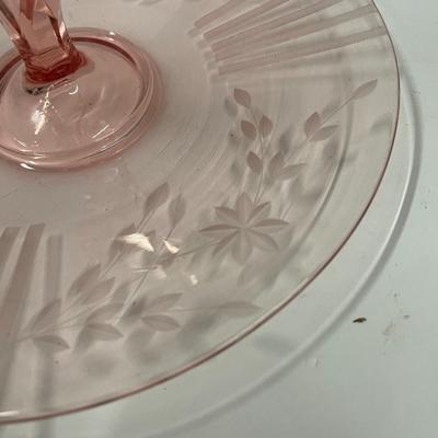 Pink Depression Glass Tidbit Platter