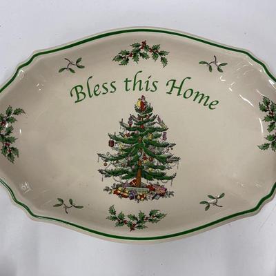 Spode Bless This Home Christmas Tree Platter