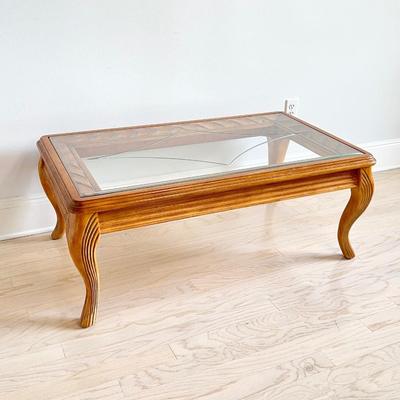 Etched Glass Insert Top Coffee Table