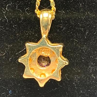 14K Vior Gold Necklace and Pendant with Diamonds (B4-HS)