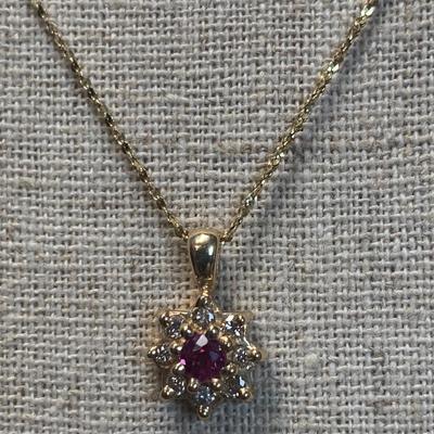 14K Vior Gold Necklace and Pendant with Diamonds (B4-HS)