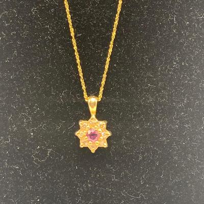 14K Vior Gold Necklace and Pendant with Diamonds (B4-HS)