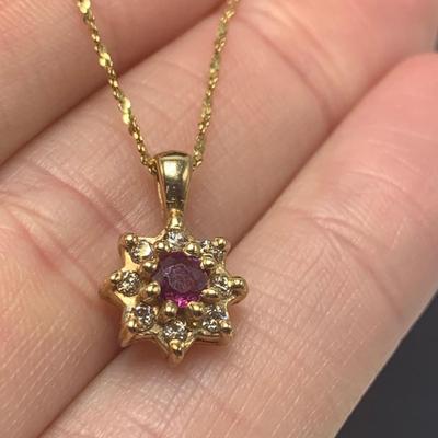 14K Vior Gold Necklace and Pendant with Diamonds (B4-HS)
