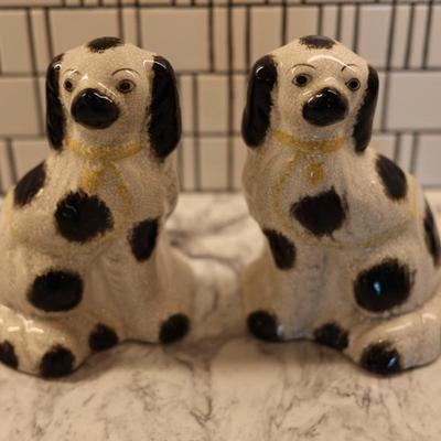Fritz & Floyd Pair of Porcelain Staffordshire Dogs Bookends/Decor