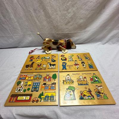 Fisher Price Wooden Puzzles & "Snoopy" Puppy on a Leash (BO-KL)