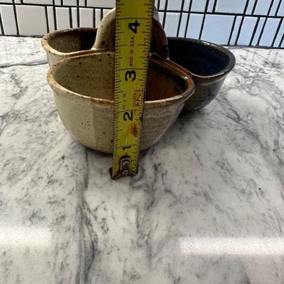 Glazed Stoneware Sauce Dish w/ Handle