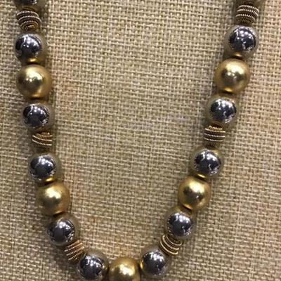 Vintage Metal Multi Color Beaded Necklace