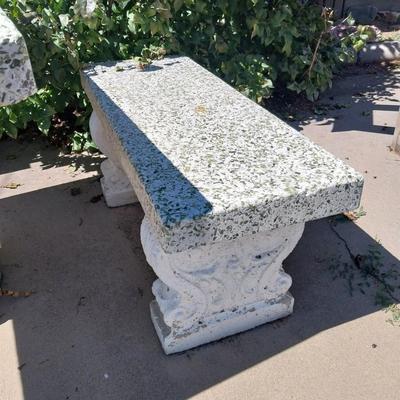 2 BENCHES WITH CEMENT BASE AND MARBLE TOP