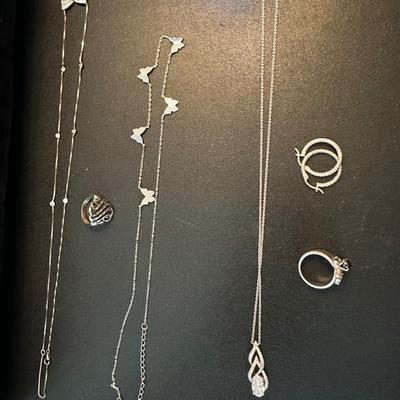 LOT 123 STERLING AND SILVER PLATED JEWELRY