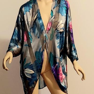 Vtg 1970's Rare Victoria Secret 100% Silk Shirt Kaftan metallic vibes