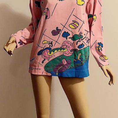 Vtg Peter Max Rare Neo Max pink Top 1978