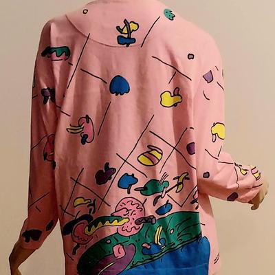 Vtg Peter Max Rare Neo Max pink Top 1978