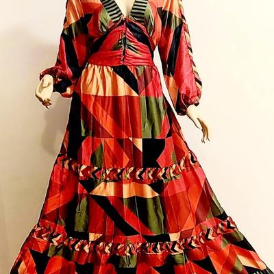 Amazing Fluid Maxi Boho Chic Hostess dress with Ruffles