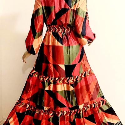 Amazing Fluid Maxi Boho Chic Hostess dress with Ruffles