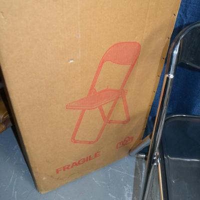 LOT 148 THREE ACRYLIC FOLDING CHAIRS AND ONE FRAME BY ALSTON QUALITY INDUSTRIES MADE IN ITALY
